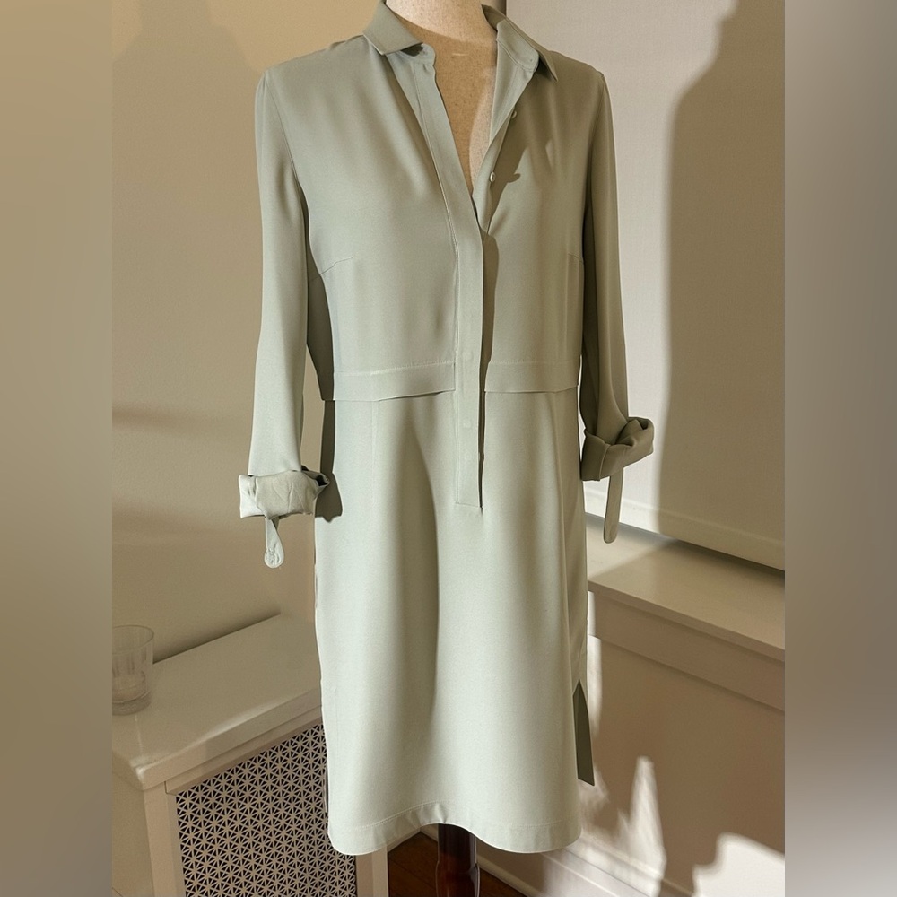 Akris for Saks Fifth Avenue Sage Green Long Sleeve Dress - Picture 9 of 16